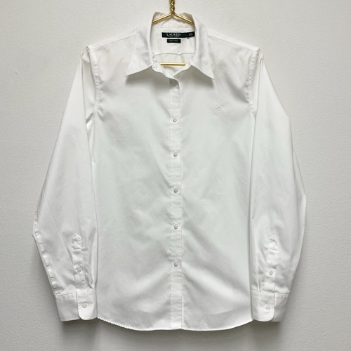 Lauren Ralph Lauren Langarm Hemd Größe Large Bügelfrei Brustlogo Weiß