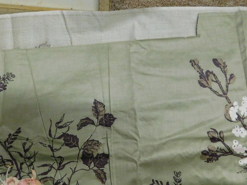 5+ YARDS x 36" Vintage Glazed COTTON Decorator FABRIC Sage Green Large Floral - Picture 7 of 8