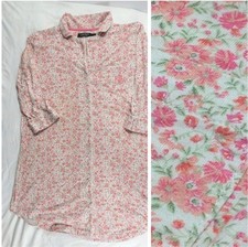 Ralph Lauren Monogrammed Floral Sleep Shirt Button Up Nightgown Small Cotton