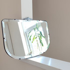 30s Art Deco Distressed Wall Mirror Bevelled Frameless Edge Chrome Fantail Crest