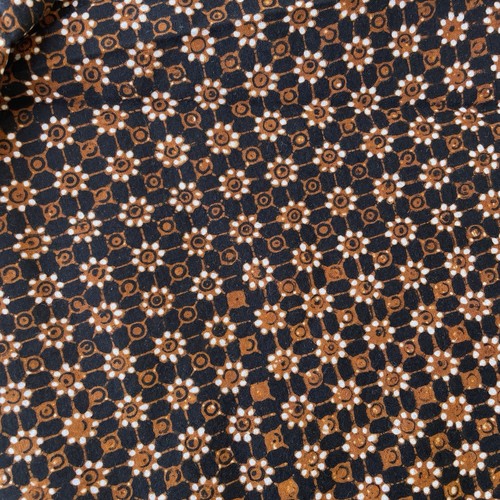 VTG Indonesian Batik Cotton Fabric Brown Black Floral Tropical Textile 39x80” - Picture 2 of 4