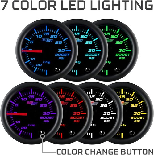 GlowShift Tinted 7 Color 30 PSI Turbo Boost/Vacuum Gauge Kit - Includes...  - Picture 4 of 6