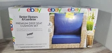 BETTER HOMES & GARDENS BLUE DEEP SEAT CUSHION SET  24"x 24" OPEN BOX FAST SHIP