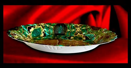 15” Decorative Round Platter Marbled Abstract Art 1.5”deep (emerald green/gold) - Picture 18 of 24