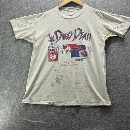 Vintage Jerzees Shirt Mens L White Jr. Dizzy Dean 1994 World Series Graphic Tee