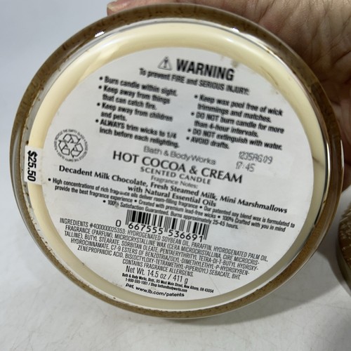 NEW Bath & Body Works HOT COCOA & CREAM 3 Wick Scented Candle 14.5 oz - Picture 3 of 3