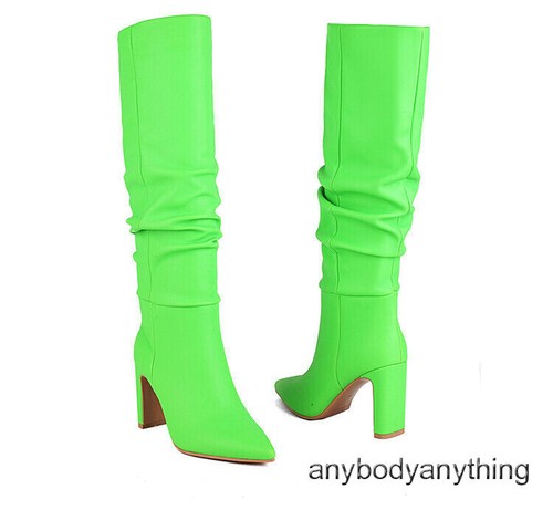 Women's Fashion Pointy Toe High Heel Pull on Knee High Slouchy Boots Shoes GSMQ - Bild 16 von 22