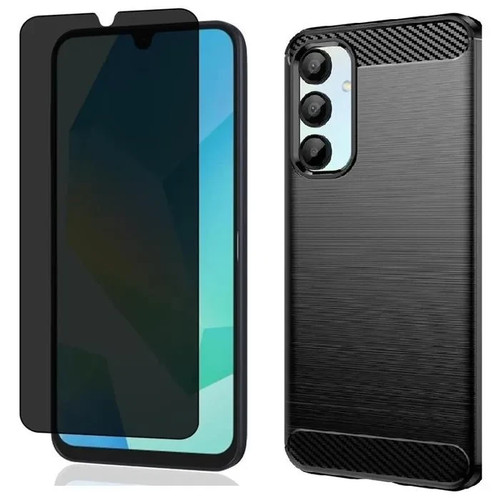 Coque Carbon + Verre Trempé Anti Espion pour Samsung Galaxy A56 A55 A36 A17 A16 - Zdjęcie 1 z 7