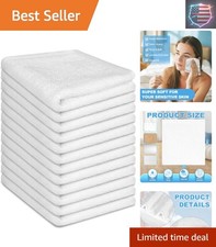 Highly Absorbent 12x12 Inch Cotton Wash Cloths - White Fingertip Towels, 12 Pack
