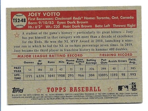 Joey Votto 2021 Topps 1952 Redux #T52-48 - Cincinnati Reds - Bild 2 von 2