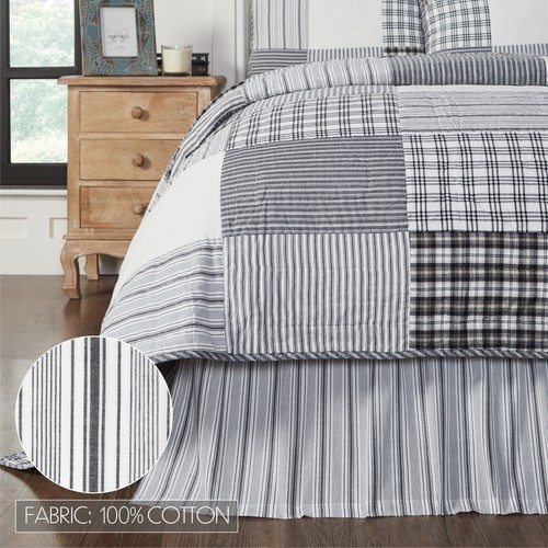 VHC Brands Farmhouse King Quilt Set Black Sawyer Mill Textured Cotton Hand - Picture 10 of 10