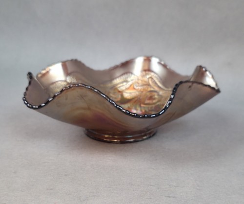 Ciotola cuore e vite vetro carnevale vintage Fenton base ametista colore imperfezioni - Foto 4 di 12