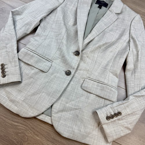 Chaqueta J Crew 1035 Dos Botones Super 120s Lana Merino Para Mujer 0 Gris Blazer Muesca - Imagen 6 de 19