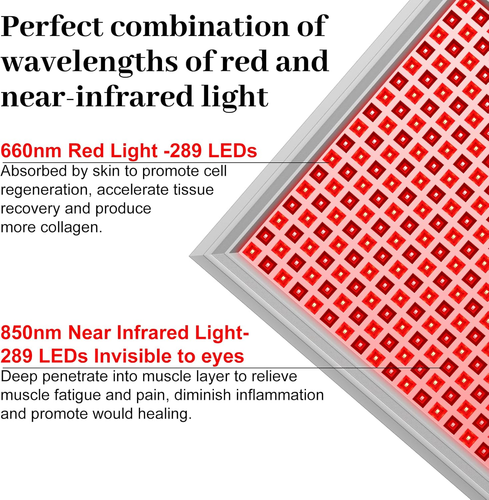 Lampada Infrarossi, Lampada a Luce Rossa Combo 660Nm E 850Nm, 578 LED Red Light - Foto 2 di 12
