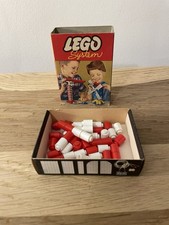 LEGO System 223 Steine Weiß & Rot Schachtel Mursten 50er Jahre BOX Vintage OVP