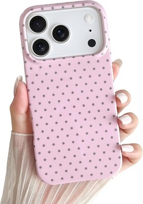 iPhone 17 Pro Pink Case Slim Shockproof Soft TPU Polka Dot Cover for Women Girls