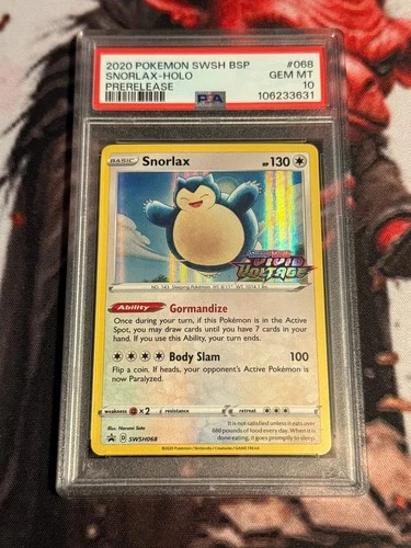 Pokemon TCG - 2020 SWSH Voltage - Snorlax Prerelease - #SWSH068 - PSA 10