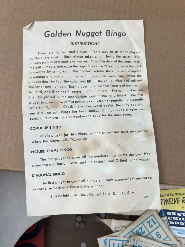 Juego de bingo Hasbro Family Fun 1969 de colección en caja original NS Foto 3 de 4