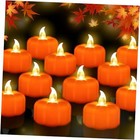 Pumpkin Tea Lights Decorations Fall Decor, 24 Pack LED Orange Pumpkin 24 PACK