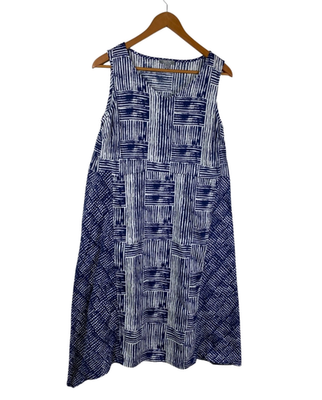 habitat linen dress Habitat Women's Linen Blend Lagenlook Coastal Resort Dress Blue White Size L