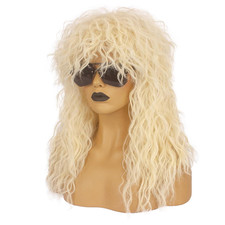80S Rock Mullet Wig for Men and Women Long Curly Disco Punk Rock Party Funny Wig