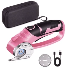 Saker Pink 4V Cordless Electric Scissors with Safety Lock & LED Light