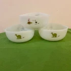 Vintage B.C. Comic Fire King Milk Glass Cereal Bowls Lot of 3