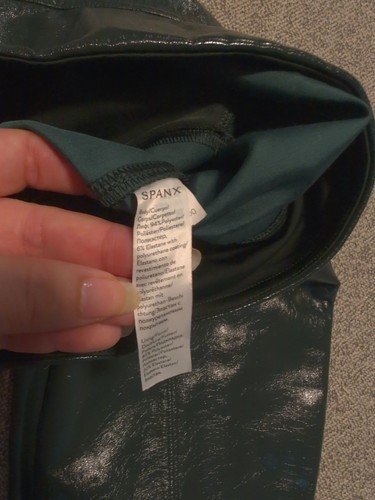 Spanx Size Small Green Shiny Leggings Pleather - Picture 5 of 8