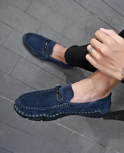 38-48 Men's Slip on Loafers Leather Casual Driving Fashion Shoes Flats Round Toe - Picture 21 of 30