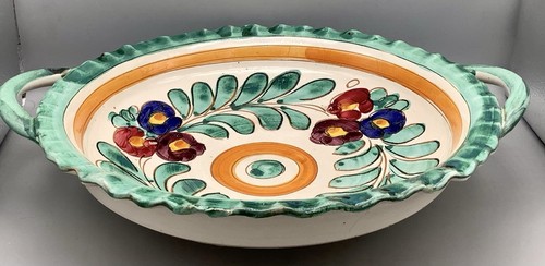 Vintage Hand Painted Clay German Bauerrnmalerei Folk Art Bowl 10 3/4” D (New) - Picture 5 of 15