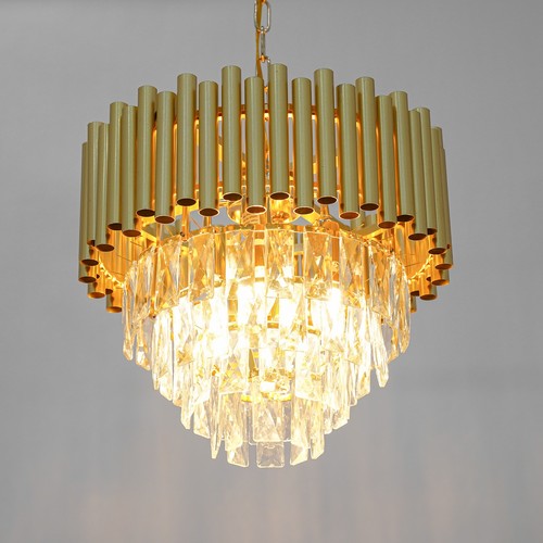 USModern Crystal Gold Ceiling Light Chandelier LED Pendant Lamp Fixture Decor - Picture 7 of 13