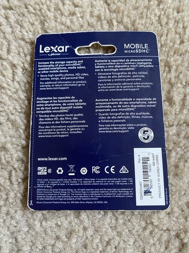 Lexar 32GB Micro SDHC Card Mobile New By Micron - Picture 2 of 2