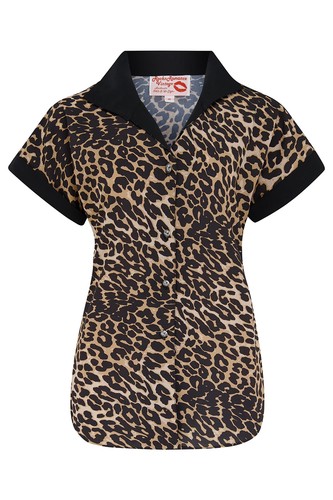 RocknRomance retro Leoparden Bluse rockabilly Leo Wickelbluse - Bild 2 von 7