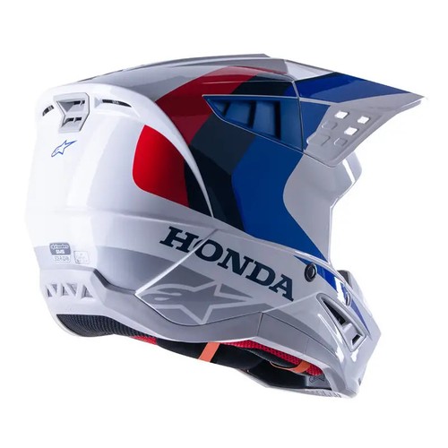 Alpinestars Honda SM5 ECE Motorcycle Helmet - White/Blue/Glossy Red 83080232217 - Picture 3 of 3