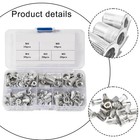 Tragbare transparente Box mit 100 Stück Aluminium Nietmuttern für Organisation