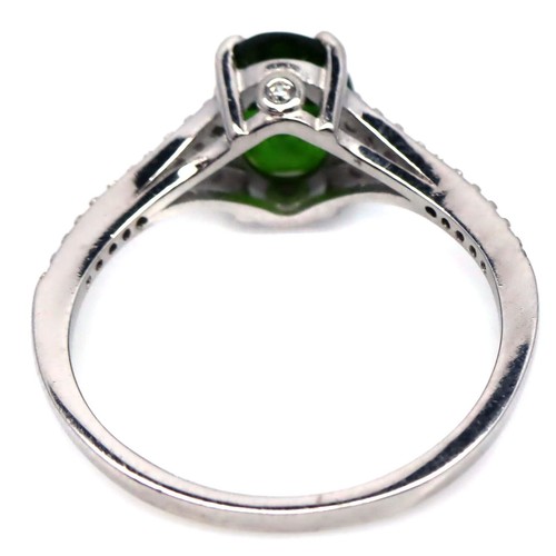 925 Silver 6 x 8 MM. Green Chrome Diopside & White Zircon Jewelry Ring Size 7 - Bild 3 von 4