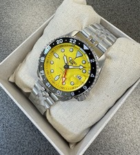 Seiko 5 Sport Automatic GMT Steel Band Yellow Dial Watch SSK017 Made In Japan