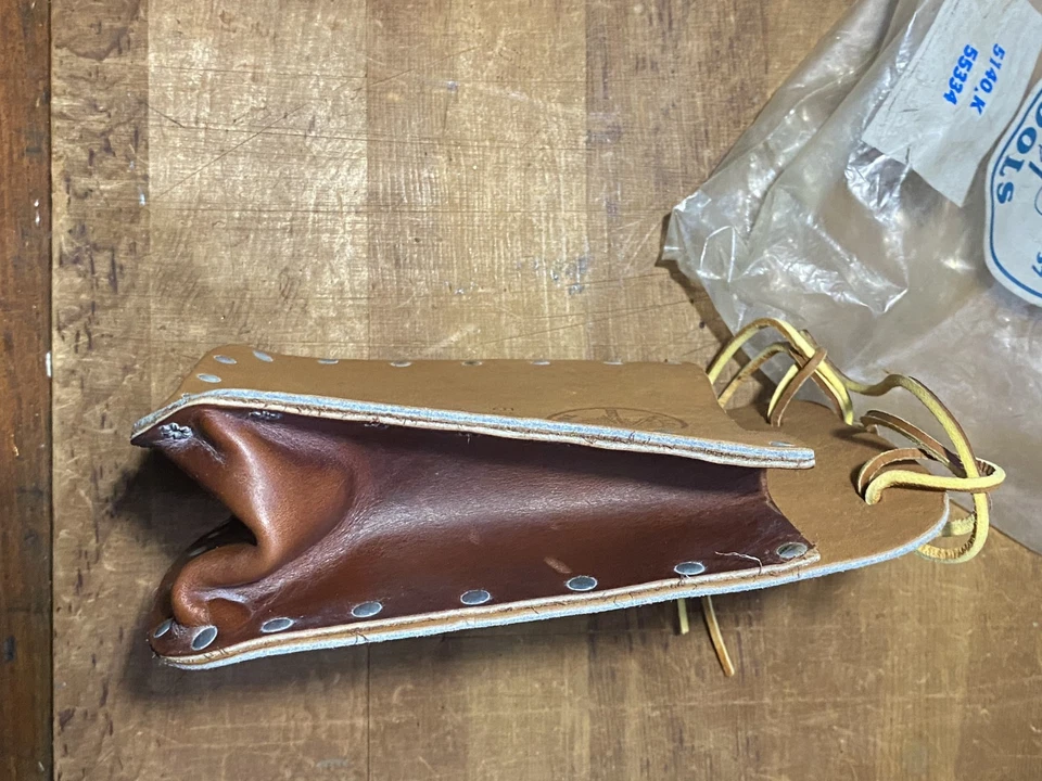 VTG NOS Deadstock Leather KLEIN TOOLS 5140K Lineman's Tool Belt Pouch Bag - Image 4 of 4