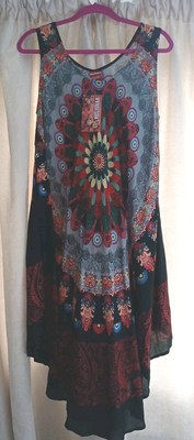 MELISHAA Boho Hippie Festival Print Curve Hem Dress BNWT ONE SIZE
