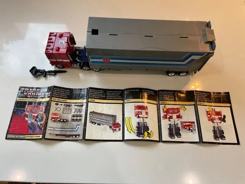 Optimus Prime Original Transformer with Trailer and Booklet 1984 Incomplete Set