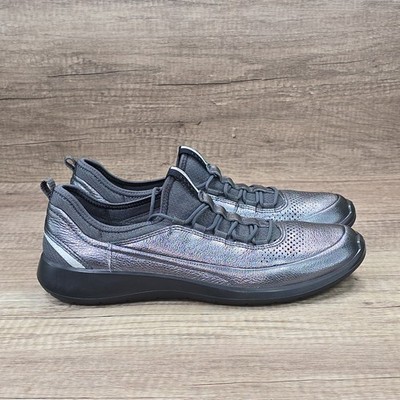 Ecco Soft 5 Toggle Women's Sz EU 41 US 10 Dark Shadow Gray Metalic Leather Shoes