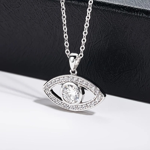 1ct Necklace Pendant White Gold Diamond Test Pass Lab-Created VVS1/D/Excellent - Picture 2 of 5
