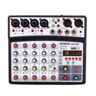 BOMGE 6 channel DJ audio mixer, MP3 USB Bluetooth, 48V phantom power supply, 5V