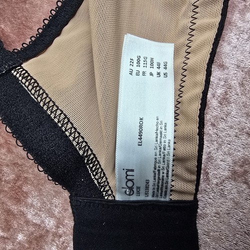 Elomi Plunge Bra 22F Lucie Black Floral Print 4490ROK Underwire Soft Cup - Picture 9 of 10