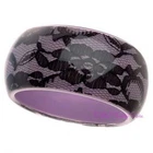 Chic Chunky Black Floral Flower Lace Purple Resin Statement Catwalk 2025 Bangle