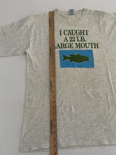 Vintage Thermos Single Stitch I Caught a 22 LB Large Mouth Fish Shirt L 0124 - Picture 9 of 9