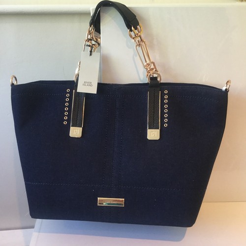 716003 Chain Handle Island Denim £48 Like Rrp River Navy New Handbag Blue Large 40Rvvqgn
