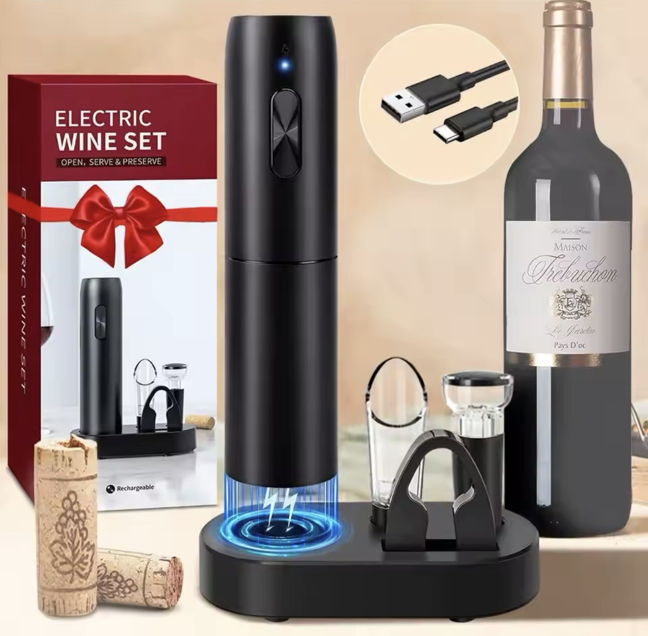 Abrebotellas Eléctrico 5 En 1 Set Sacacorchos Eléctrico A Batería