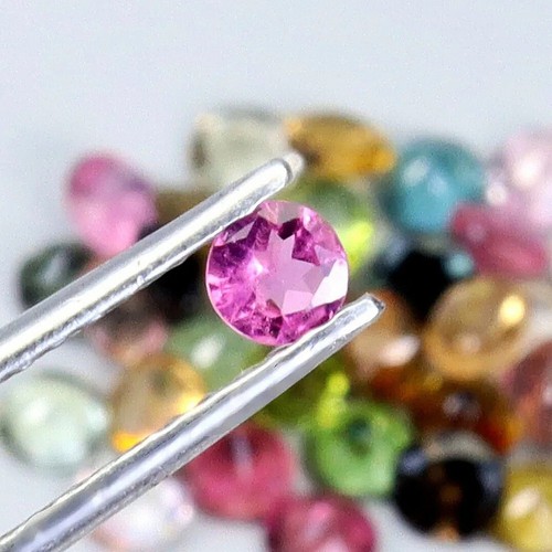 4Ct Natural Tourmaline gemstones Set of 24 pieces, Round cut, 3.5mm, Brazil - Picture 3 of 3