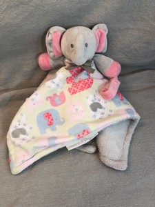 Gray Pink Green Blankets Beyond Elephants Lovey Security Baby Blanket Plush Ebay